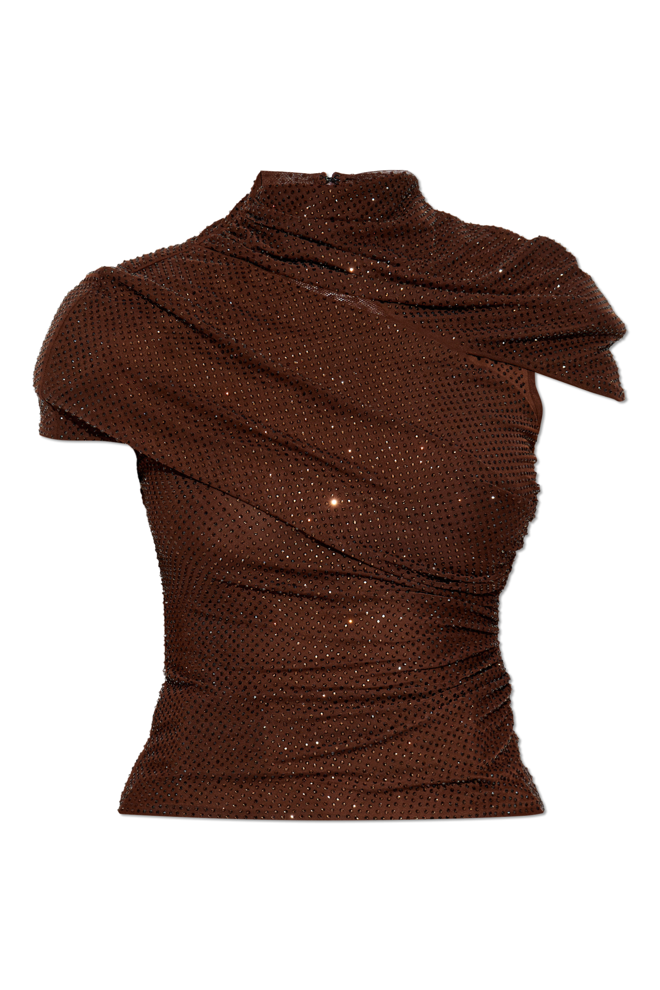 Brown Top with shimmering appliqués Self-Portrait - Vitkac Japan